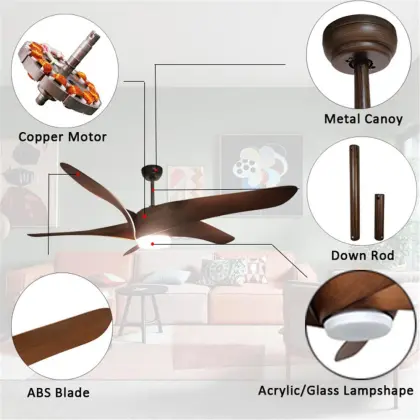 Remote control wood grain 60 inch fan Chandeliers