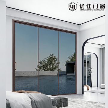 モダンな 3 パネル透明ガラス引き戸