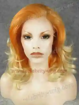 Orange with Blonde Tip Elegant Curly Synthetic Lace Front Wig