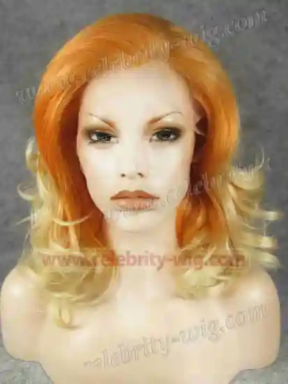 Orange with Blonde Tip Elegant Curly Synthetic Lace Front Wig