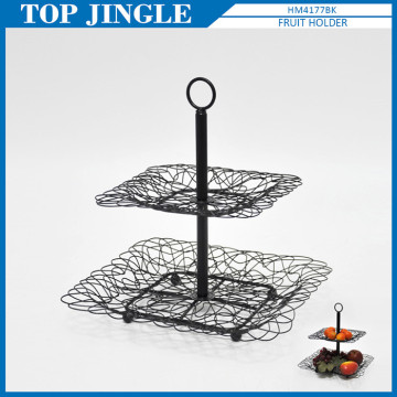 2-tier square shape decorative fruit basket