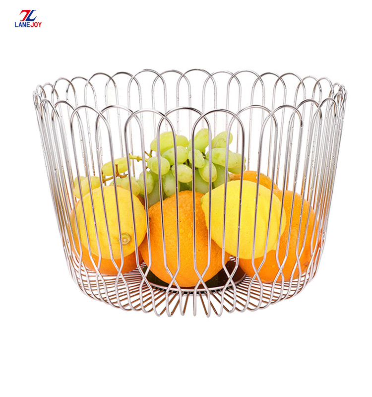 Keranjang Penyimpanan Buah Kawat Logam Dapur Stainless Steel