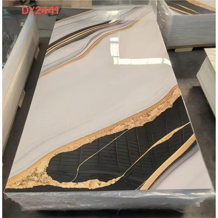 Tấm hoàn thiện bằng đá cẩm thạch UV sang trọng Đá thực tế Nhìn nhà bếp Nội thất phòng tắm Surfac