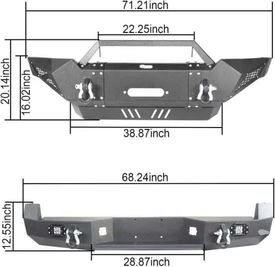 Steel Rear Bumper for Ford Ranger/Hilux Revo/Tacoma 2005-2016