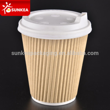 Custom logo printed disposable kraft ripple wall paper coffee cup                        
                                                Quality Choice