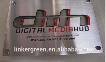 brushed stainless steel material UV printing/etching signage with two colors