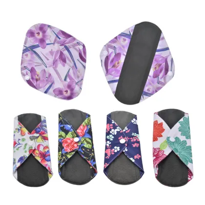 Bamboo Charcoal Reusable Cloth Pads for Women - Washable Menstrual Napkins