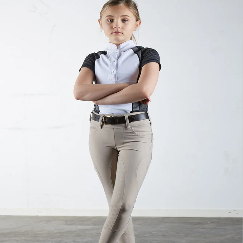 Kaki Equestrian Breeches Kids cu buzunare laterale