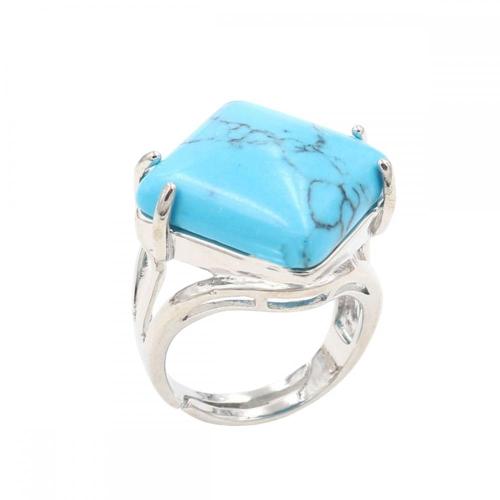 Natural Stone Rectangle Ring Gemstone Handmade Wedding Ring Crystal Wedding Rings for Women Anniversary