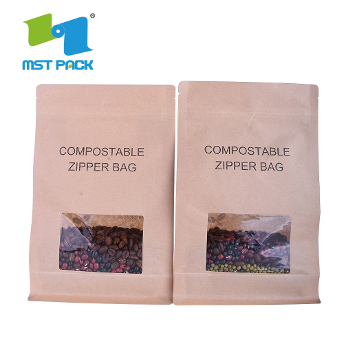 Punta de pie Biodegradable Kraft Paper Bag Food