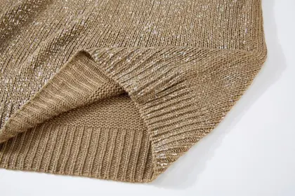 Women's Knitted Foil Print Crew-Neck Pullover