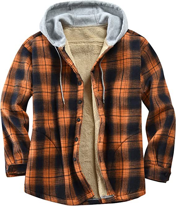 Men's Flannel Shirt Jacket with Hood