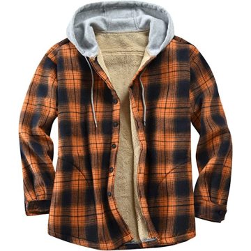 Veste de chemise de flanelle masculine avec capuche