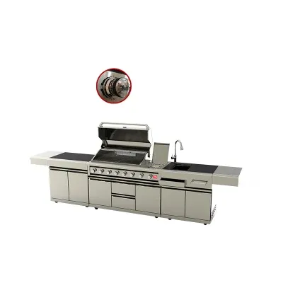 Rotisserie Outdoor Barbecue Grill Gas Grills with Refrigerator Cabinet