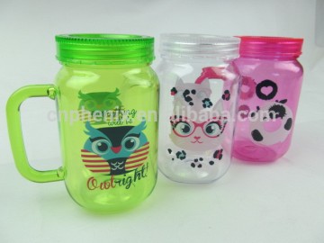 Hand made cheap price 16OZ single layer mason jar with handle