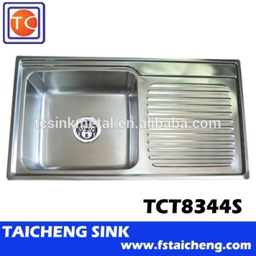 Kitchen Sinks Stainless Steel With Drainboard Topmount Installation Without Faucet Hole