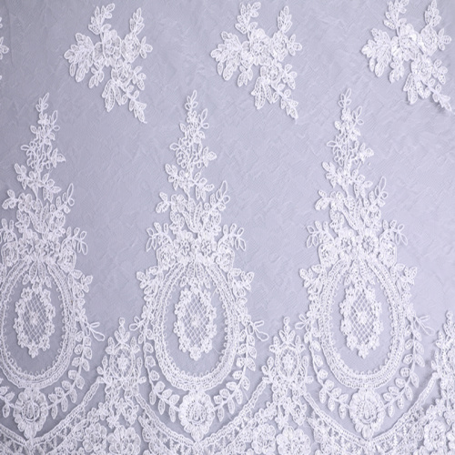 Double Border Elegant Bridal Dress Cord Embroidery Fabric