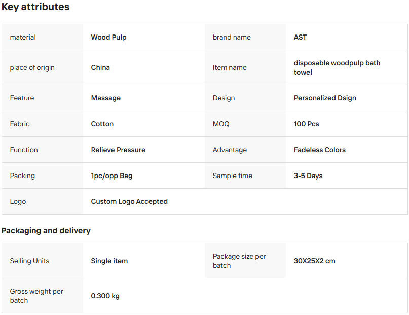 Woodpulp Fabric Bath Towel