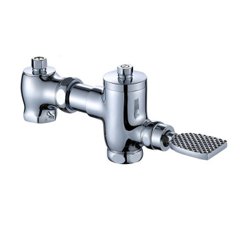 Chrome Foot Pedal Washroom Toilet Flush Valve with Time Delay and Pressure Extension Technology