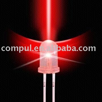 5mm Round Red LED Diode with 800mcd Luminous Intensity and 2.0 to 2.5V Forward Voltage