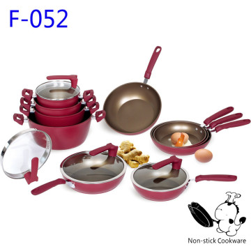 2014 TV sale aluminum forged induction standable lid 9pcs teflon nonstick coating cookware set