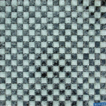 White& Black Glass Cracked Mosaic Tile