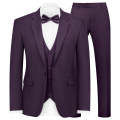 WYWK Men's 3-Piece Suit Banquet Prom Wedding Set-Purple-XXS