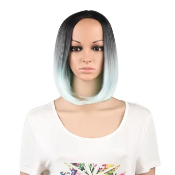 Hot Selling Medium Short Straight Ombre Synthetic Hair Wigs for Women High Temperature Heat Resistant  Cosplay Party