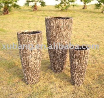 sandstone finish round polystone garden planters
