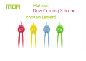 Red, Blue, Green Cute Rabbite Customized Dow Corning Silicone Lanyards For Phone