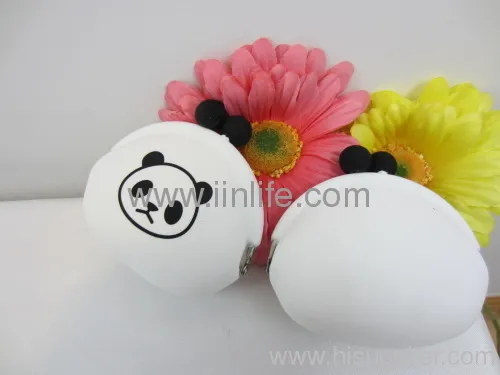 New White Silicone Purse With Panda Coin Bag Case Wallets Great Gift Idea 