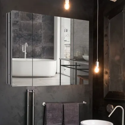 Modern Decorative Three door Bathroom Cabinet With Mirror