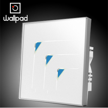 Luxury 3 gangs 1 way White Crystal Glass touch wall switch,Wallpad LED light switch touch 110V~220V, Smart home Free Shipping