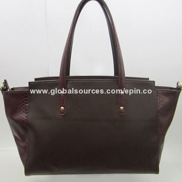 Brown Bag for Sale, Made of Nice Snake Printing PU Leather, OEM, ODM and Logo Services Provided