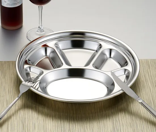 Round Six Compartment Stainless Steel Plate