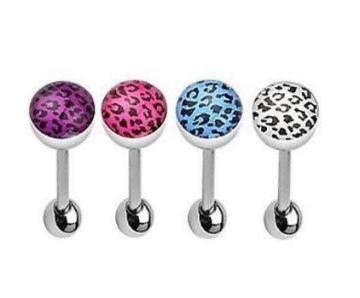Colorful Leopard Print Acrylic Ball Tongue Ring