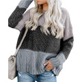 Womens Color Block Oversized Crewneck Sweaters
