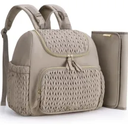 Woven Texture Mommy Backpack Functional Diaper Bag