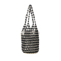 Vintage Wood Bead Knitted Bucket Bag