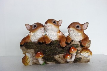 polyresin garden animal squirrel with 3 heads pot plants for yard garden decoration