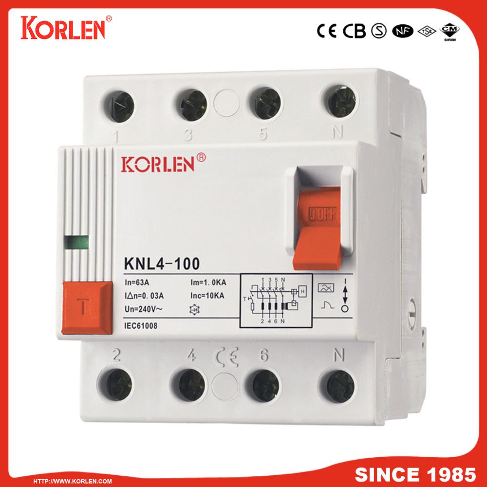 Residual Current Circuit Breaker KNL4-100 100A CE 2P