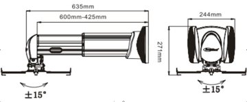 Adjustable Brackets Universal Ceiling Projector Mount (short Throw) For Education