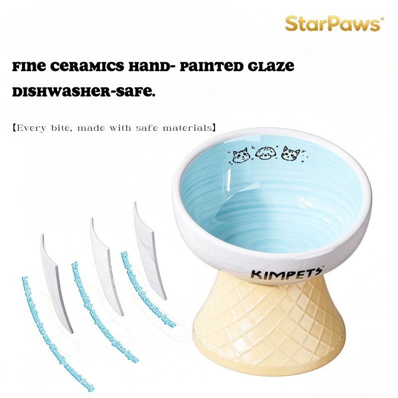 Ergonomic Wide Mouth Ceramic Pet Bowl