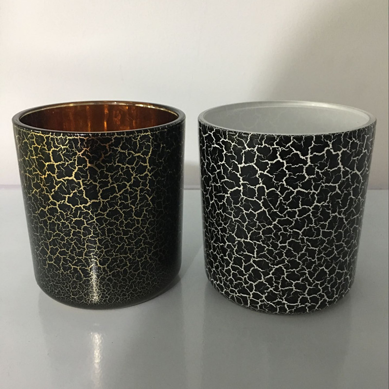 Crackled Effect Glass Candle Jars