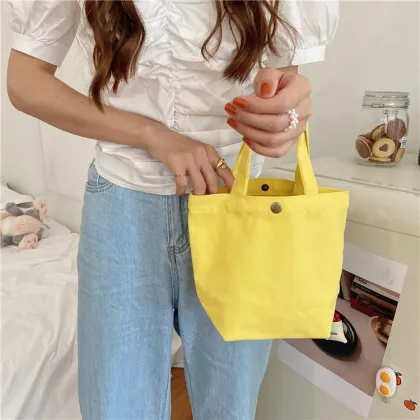 Customized Logo Candy Colorful Cute Canvas Bags - Reusable Cotton Lunch Totes