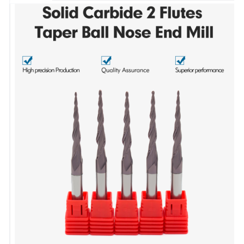 End Micro Grain Spiral Flute Taper Milling Cutter