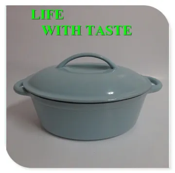 Large Oval Enamel Cast Iron Dutch Oven