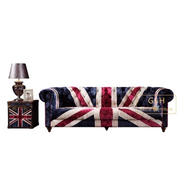 England Map Velvet Chesterfield Sofa