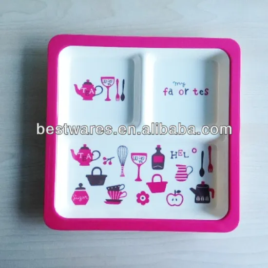 Good quality melamine divided melamine plate,compartment melamine plate,melamine compartment plate