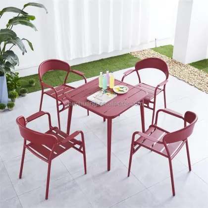 New Design Outdoor Metal Chairs & Courtyard Aluminum Furniture Dining Sets